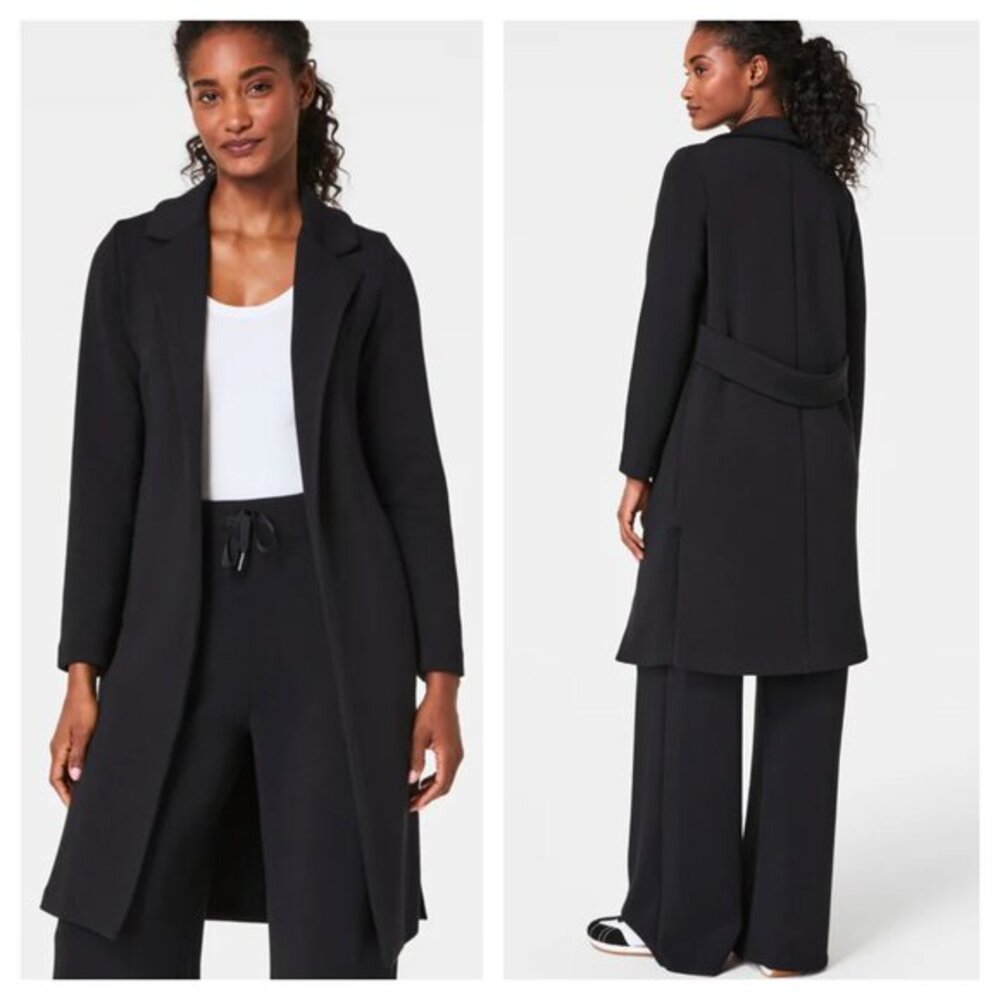 Spanx AirEssentials Lightweight Open Overcoat/Long Line Blazer L Very Black